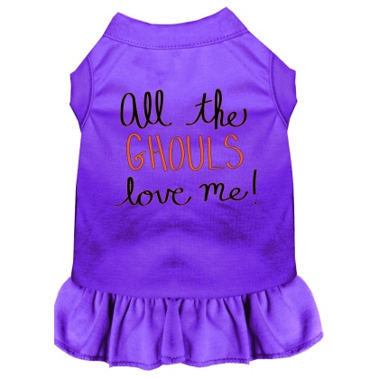 All the Ghouls Screen Print Dog Dress Purple 4X (22)