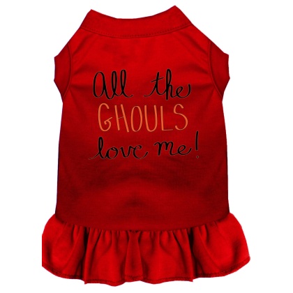 All the Ghouls Screen Print Dog Dress Red 4X (22)