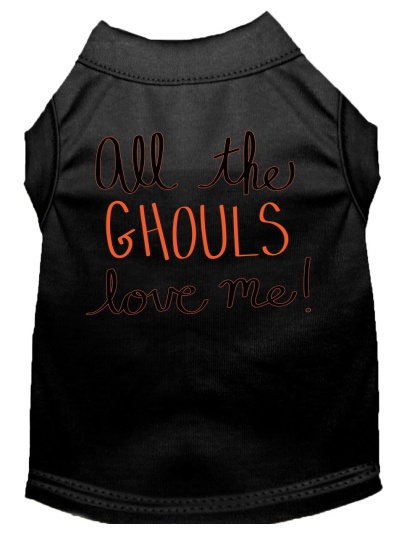 All the Ghouls Screen Print Dog Shirt Black Lg