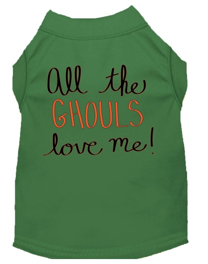 All the Ghouls Screen Print Dog Shirt Green Lg