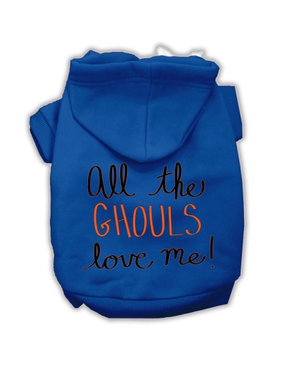 All the Ghouls Screenprint Dog Hoodie Blue L