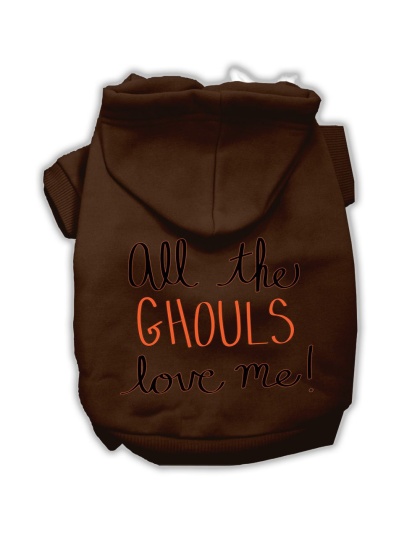 All the Ghouls Screenprint Dog Hoodie Brown L