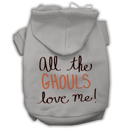 All the Ghouls Screenprint Dog Hoodie Grey L