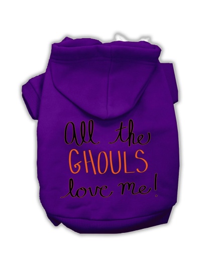 All the Ghouls Screenprint Dog Hoodie Purple L