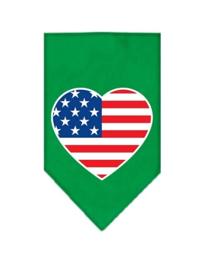 American Flag Heart Screen Print Bandana Emerald Green Large