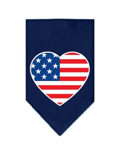 American Flag Heart Screen Print Bandana Navy Blue large