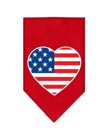 American Flag Heart Screen Print Bandana Red Large