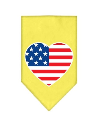 American Flag Heart Screen Print Bandana Yellow Large