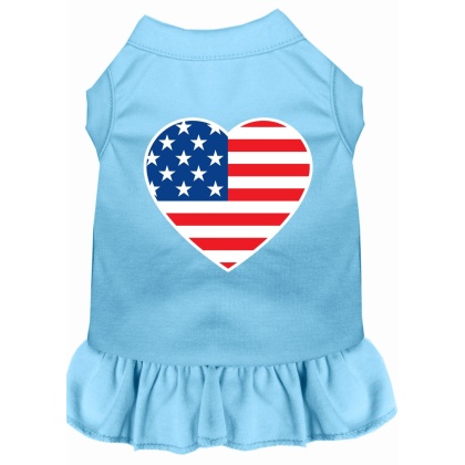 American Flag Heart Screen Print Dress Baby Blue 4X (22)