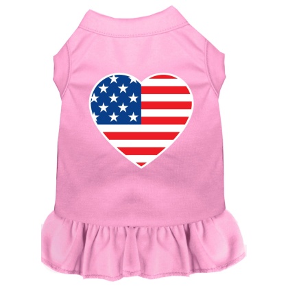 American Flag Heart Screen Print Dress Light Pink 4X (22)