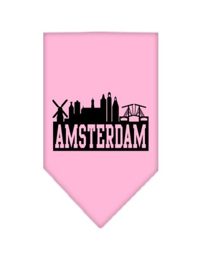 Amsterdam Skyline Screen Print Bandana Light Pink Large