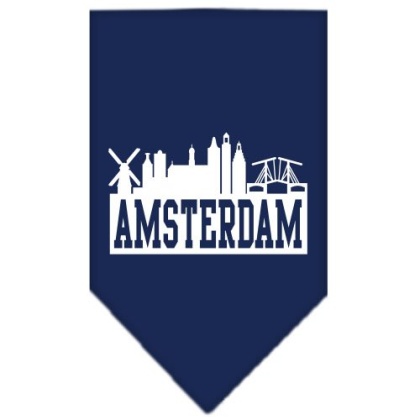 Amsterdam Skyline Screen Print Bandana Navy Blue large