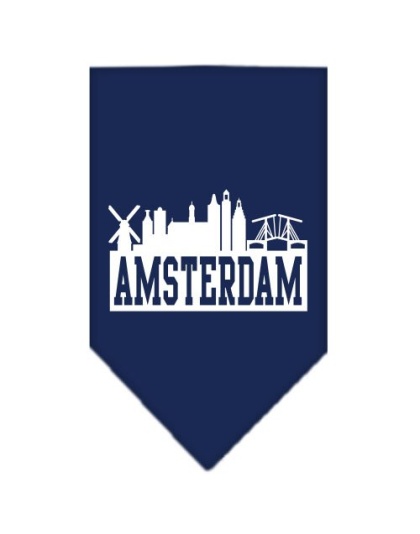 Amsterdam Skyline Screen Print Bandana Navy Blue large