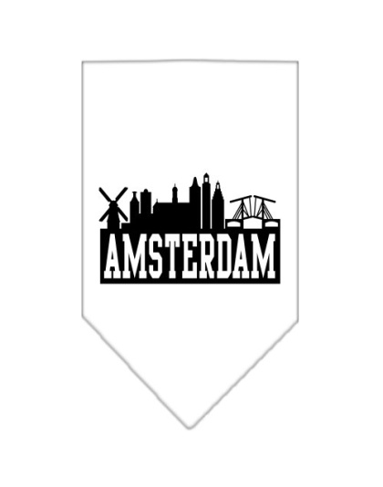 Amsterdam Skyline Screen Print Bandana White Large