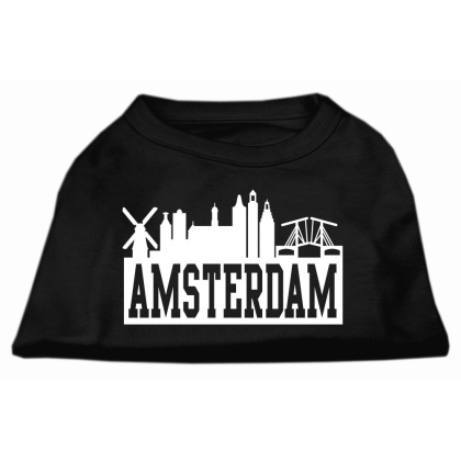 Amsterdam Skyline Screen Print Shirt Black Lg