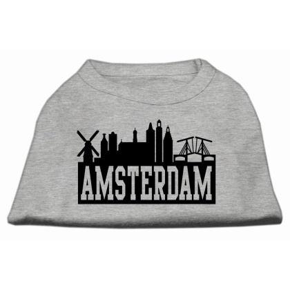 Amsterdam Skyline Screen Print Shirt Grey Lg