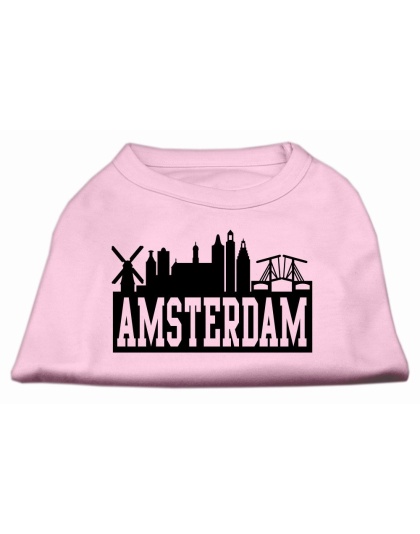 Amsterdam Skyline Screen Print Shirt Light Pink Lg