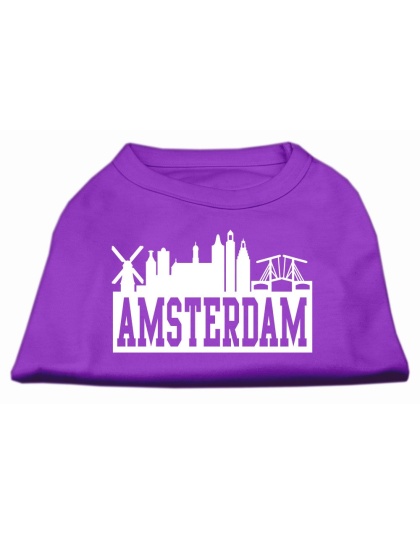 Amsterdam Skyline Screen Print Shirt Purple Lg