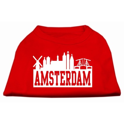 Amsterdam Skyline Screen Print Shirt Red Lg