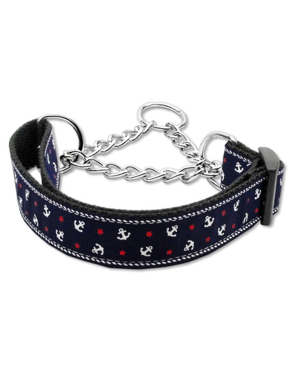 Anchors Nylon Ribbon Collar Martingale Blue Large