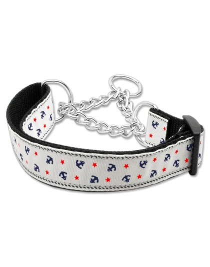 Anchors Nylon Ribbon Collar Martingale White Large