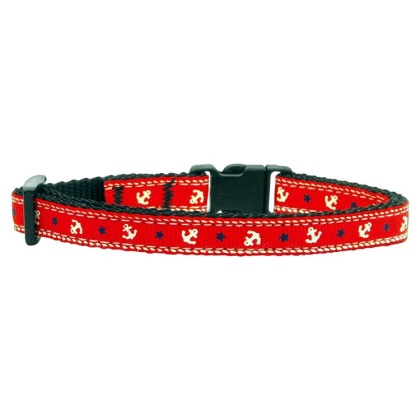 Anchors Nylon Ribbon Collar Red Cat Safety