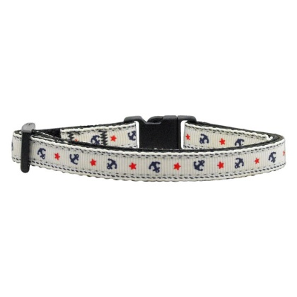 Anchors Nylon Ribbon Collar White Cat Safety