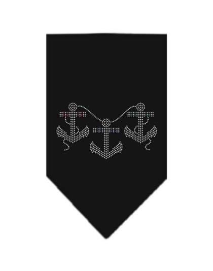 Anchors Rhinestone Bandana Black Large