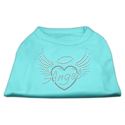 Angel Heart Rhinestone Dog Shirt Aqua Lg