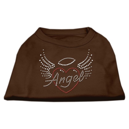 Angel Heart Rhinestone Dog Shirt Brown Lg