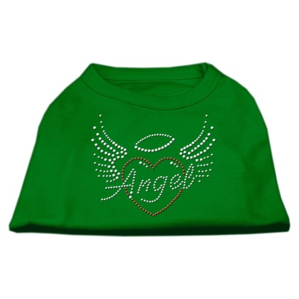 Angel Heart Rhinestone Dog Shirt Emerald Green Lg