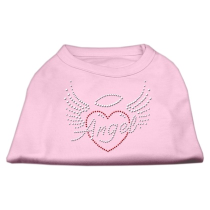 Angel Heart Rhinestone Dog Shirt Light Pink Lg