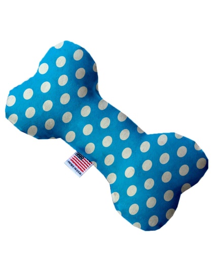 Aqua Blue Swiss Dots 10 Inch Canvas Bone Dog Toy