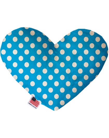 Aqua Blue Swiss Dots 6 Inch Canvas Heart Dog Toy