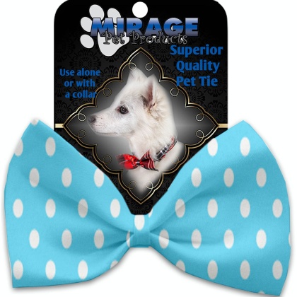 Aqua Polka Dots Pet Bow Tie