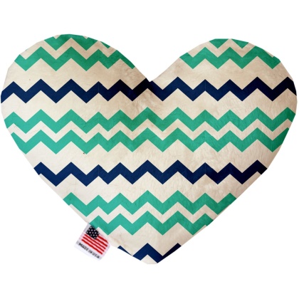 Aquatic Chevron 6 Inch Canvas Heart Dog Toy