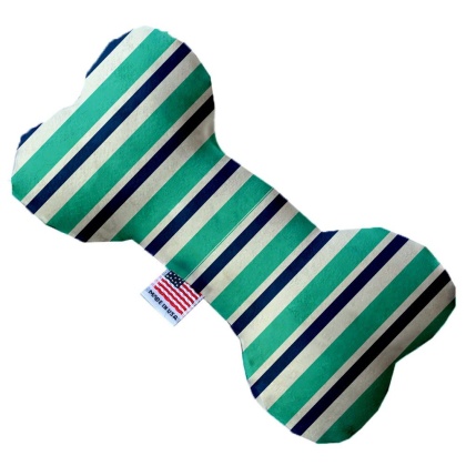 Aquatic Stripes 10 Inch Canvas Bone Dog Toy