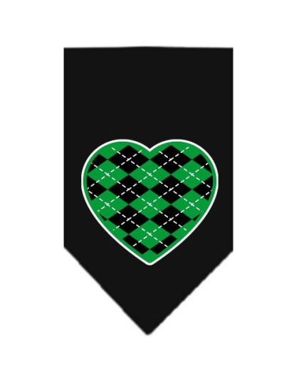 Argyle Heart Green Screen Print Bandana Black Large