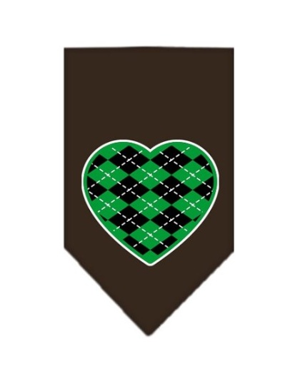 Argyle Heart Green Screen Print Bandana Cocoa Large