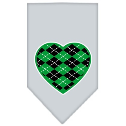 Argyle Heart Green Screen Print Bandana Grey Large