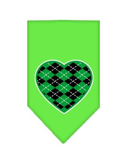 Argyle Heart Green Screen Print Bandana Lime Green Large