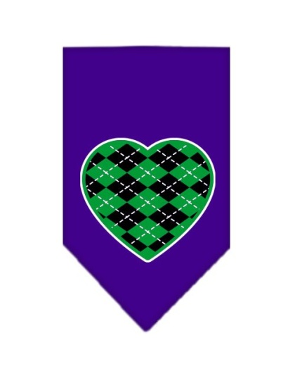 Argyle Heart Green Screen Print Bandana Purple Large