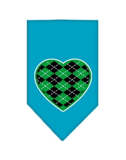 Argyle Heart Green Screen Print Bandana Turquoise Large