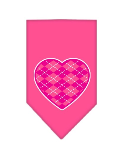 Argyle Heart Pink Screen Print Bandana Bright Pink Large