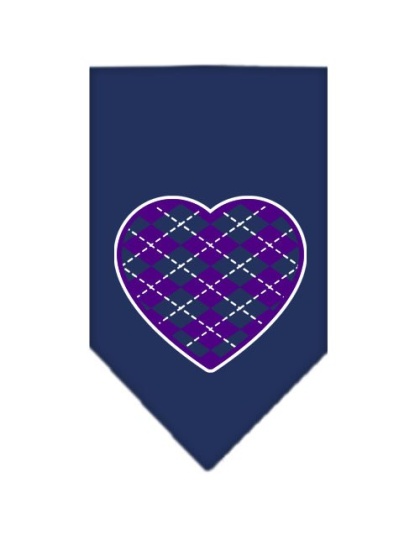 Argyle Heart Purple Screen Print Bandana Navy Blue large