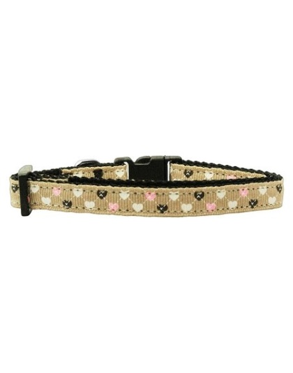 Argyle Hearts Nylon Ribbon Collar Tan Small