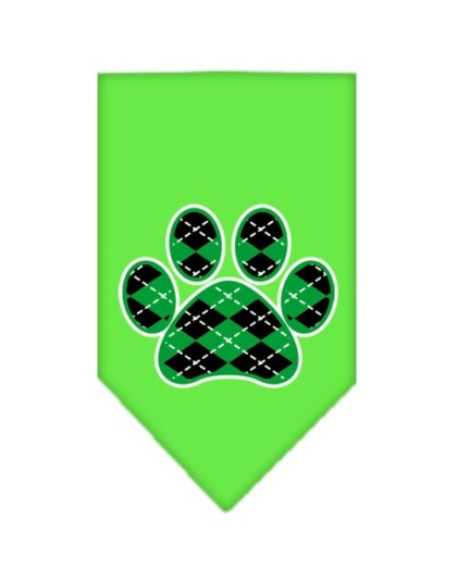 Argyle Paw Green Screen Print Bandana Lime Green Large