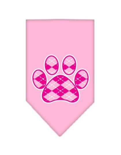 Argyle Paw Pink Screen Print Bandana Light Pink Large