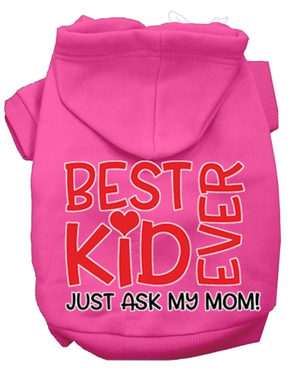 Ask My Mom Screen Print Dog Hoodie Bright Pink L