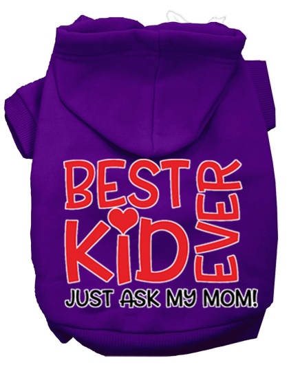 Ask My Mom Screen Print Dog Hoodie Purple L